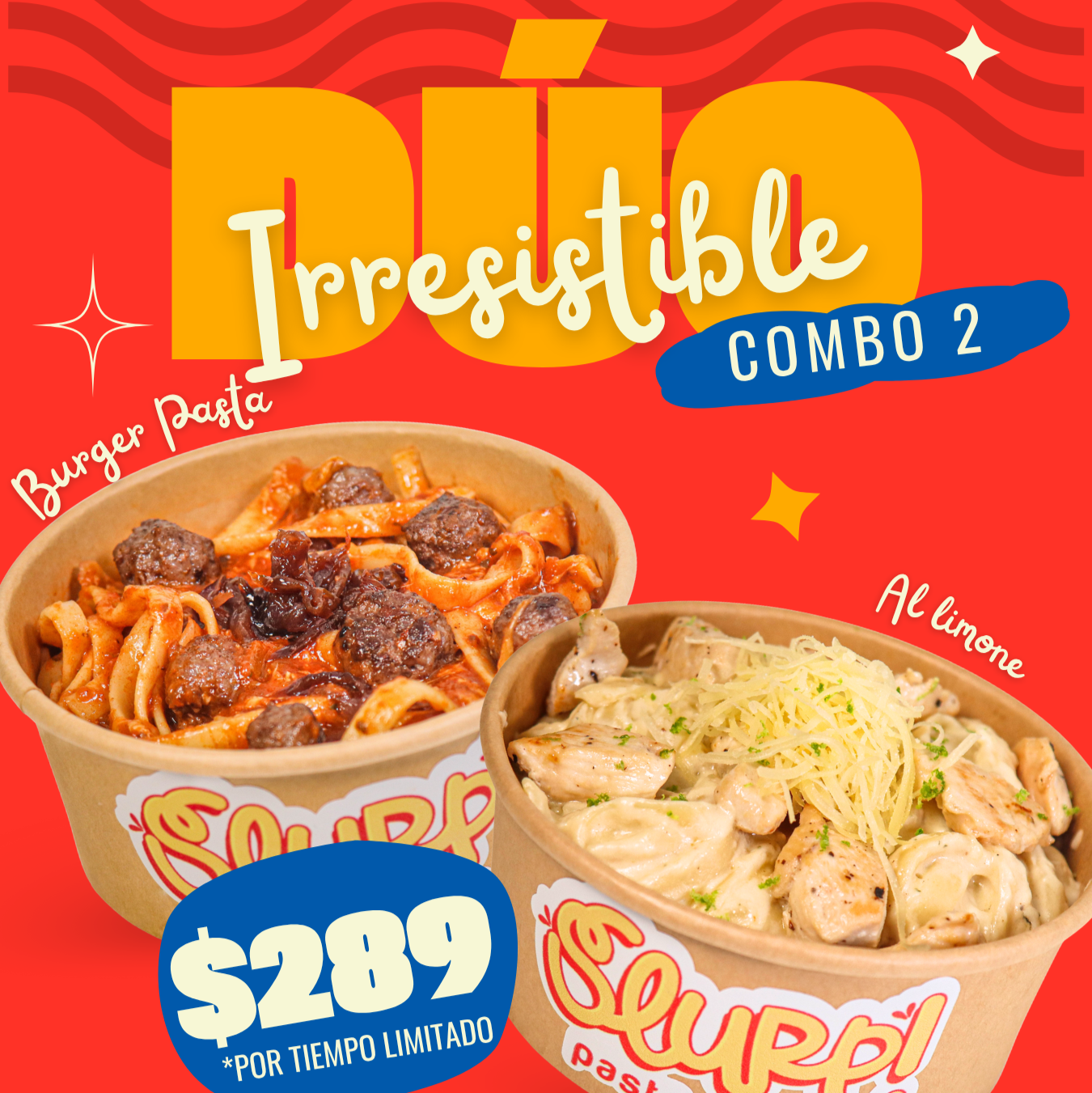 Dúo Irresistible Combo 2: Burger Pasta y Al Limone